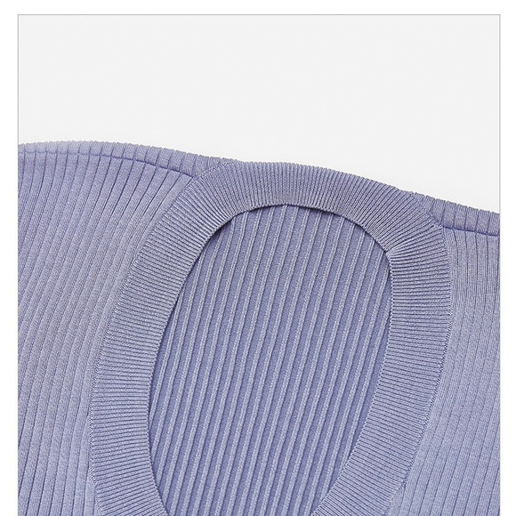 CHICJOC Women Silk Cotton Short-Sleeve U-shaped Neck Bodysuit Sweater size 38 - Picture 10 of 10